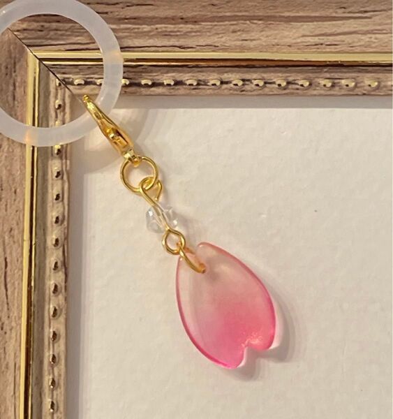 盗難防止☆アンブレラマーカー めじるしアクセサリー 桜の花びら ガラス 花 ハンドメイド