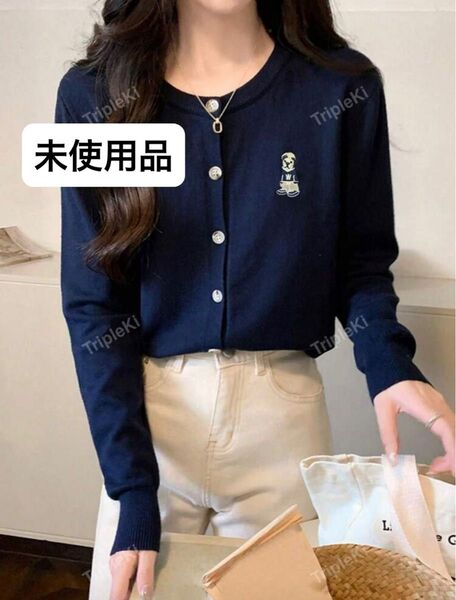【未使用品】カーディガン トップス ニット 長袖 紺 ネイビー レディース SHEIN シーイン 完売商品