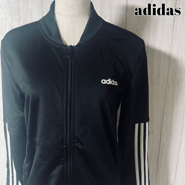 【USED】adidas アディダス / ブルゾンジャケット レディース ロゴプリント ジャージ スポーツ 三本線 スリーライン
