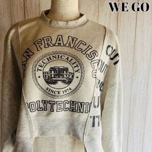 【USED】ウィゴー WEGO 希少デザイン ショート丈 切替デザイン トレーナー スウェット プリント バルーン袖 レディース