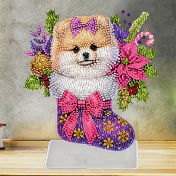 ダイヤモンドアート ポメラニアン と クリスマス アクスタ アクリルスタンド