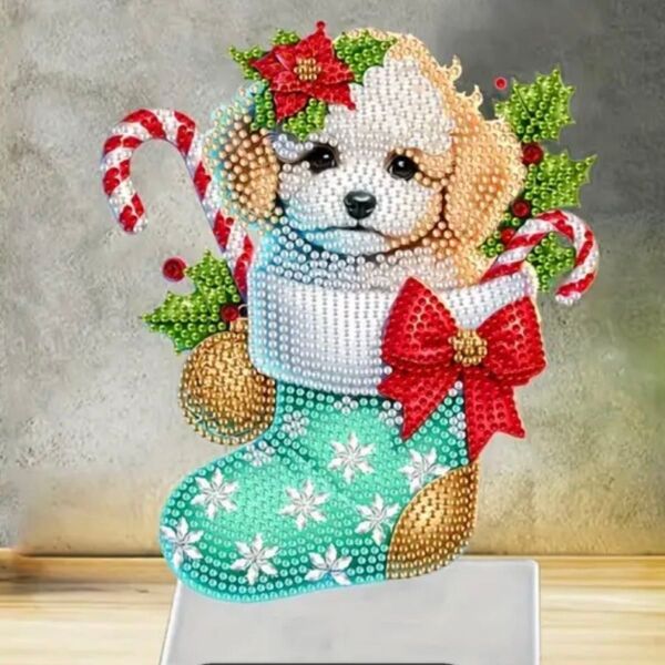 ダイヤモンドアート パピー と クリスマス アクスタ アクリルスタンド 子犬