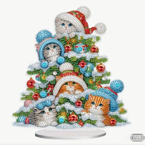 ダイヤモンドアート ⑥ キャットツリー 猫 クリスマスツリー アクスタ