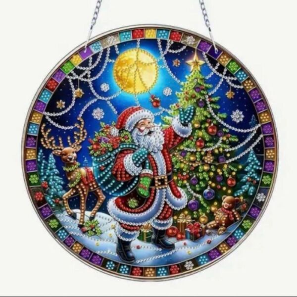 ダイヤモンドアート 吊り下げ 大きめ クリスマス プレート サンタ ツリー