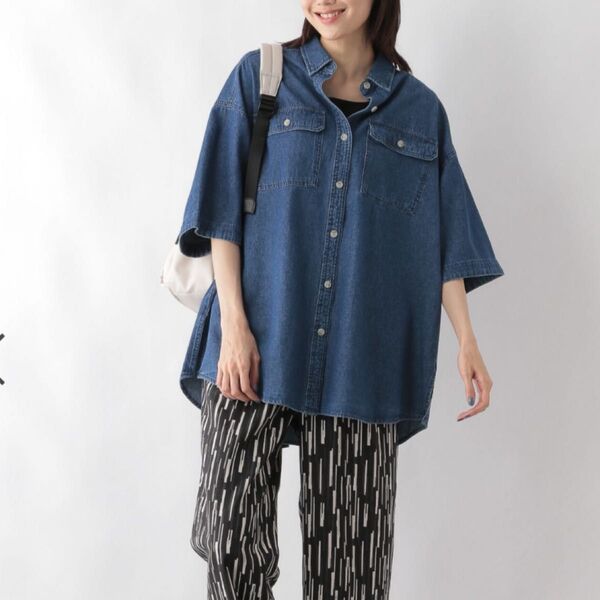値下げ中 GLOBAL WORK GOODデニム BIGシャツ 5分袖 美品