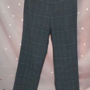 【IMAGE】チェック柄 ワイドパンツ グレー系 61cm