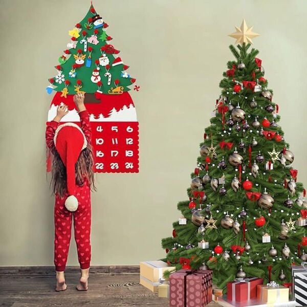 クリスマスツリー アドベントカレンダー ウォールタペストリー フェルト 新品