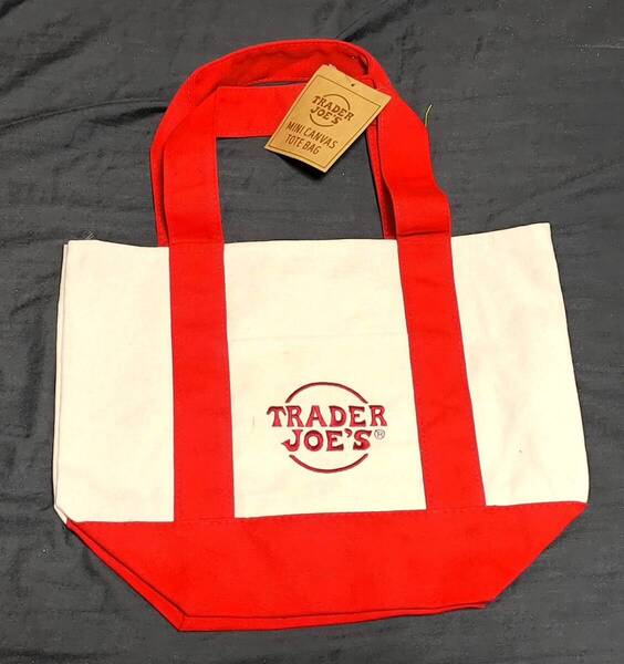 トレジョ ミニトートバッグ 赤色 トレーダージョーズ エコバッグ ミニキャンバストートバッグ TRADER JOE'S