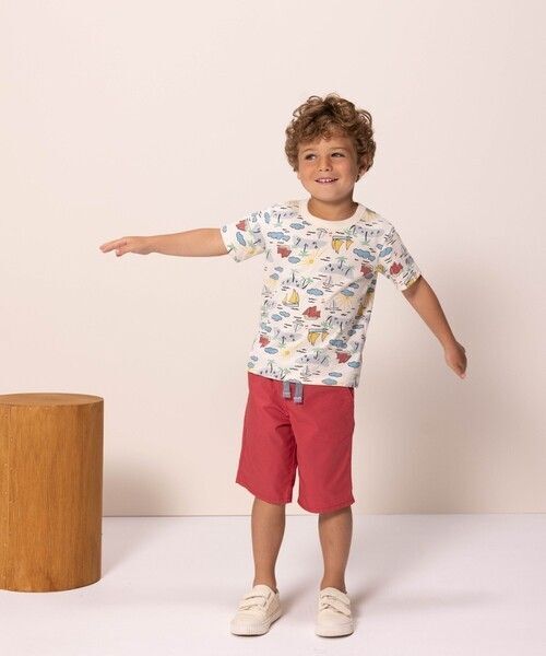 完売【PETIT BATEAU】 プチバトー サージ織 バミューダパンツ 12ans ピンク