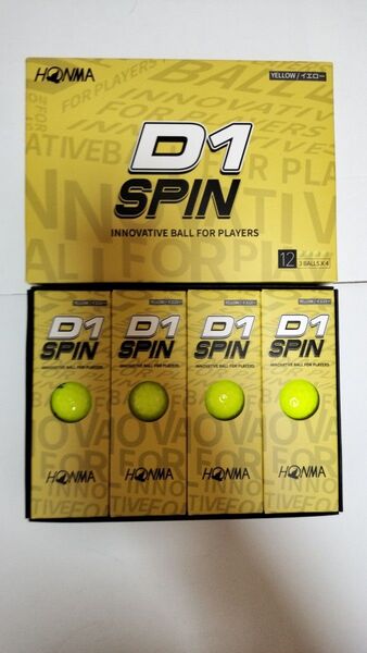 (新品)本間ゴルフ ゴルフボール D1 SPIN 2023モデル イエロー 1ダース D1 スピン