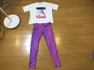  Under Armor for girl short sleeves T-shirt leggings top and bottom set US size YMD 140cm