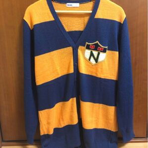 Ne-net ニットカーディガン 薄手 プレッピー 学生服 制服風 オールドカレッジ カレッジ風 ラグビーウェア風 ボーダー