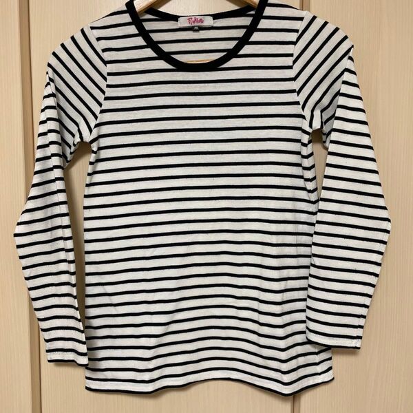 Pink latte ピンクラテ ボーダー カットソー 長袖Tシャツ XS(150)センチ インナー