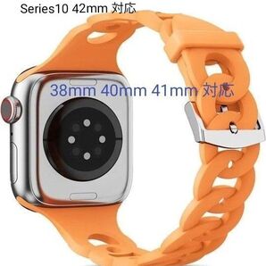 アップルウォッチ バンド Apple watch ベルト 新品 通気 クロス シリコン 38 40 41 42mm対応 オレンジ