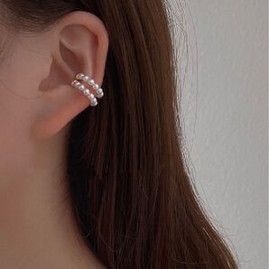 オシャレ 可愛い イヤーカフ パール ゴールド 韓国 インスタ 芸能人 二連 イヤリング 小さいパール 最新 人気 上品
