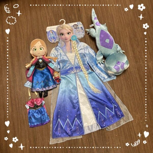 Dハロ クリスマス アナ雪2 なりきりエルサ 110 衣装 サラマンダー アナ バッグ つけ毛 セット