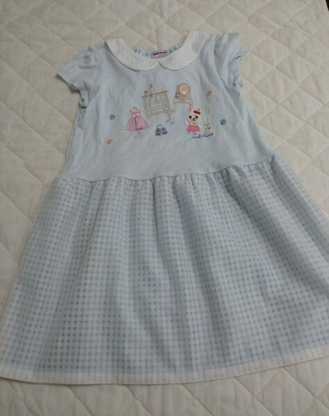 【中古】プチうさこ 白襟うさこワンピース 110 豪華 子供服 キッズ ワンピース ミキハウス