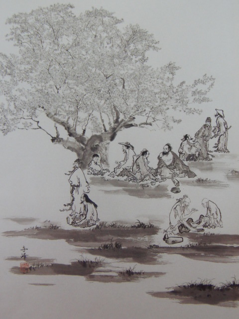 Yomine Sawada, [Festin], Extrait d'un rare livre d'art encadré, Produits de beauté, Tout neuf avec cadre, intérieur, printemps, fleurs de cerisier, peinture, peinture à l'huile, Nature, Peinture de paysage