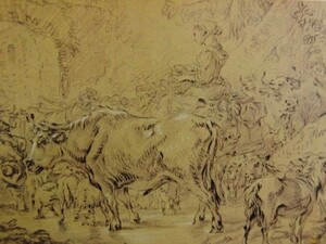 Art hand Auction Francois Boucher, On the way back to the sheepfold, Rare art book, In good condition, Brand new with high-quality frame, free shipping, Pencil drawings, Animal drawings, Landscape drawings, Rococo, Paris, Painting, Oil painting, Animal paintings