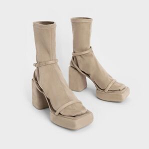 CHARLES & KEITH ルシルプラットフォーム カーフブーツ