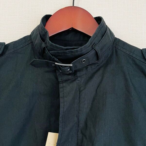 COMME CA ISM 半袖 ジャケット 黒 ミリタリー ジップアップ 綿100