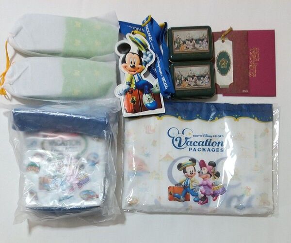 ディズニー バケーションパッケージ ポップコーンケース ガーゼケット チケットホルダー スリッパ ファンタジースプリングスしおり