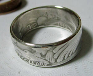 Art hand Auction s137 Münzring Walking Liberty 50 Cent Halbdollar Silbermünze Handarbeit Größe 22 1945, Ring, Silber, Nr. 22~