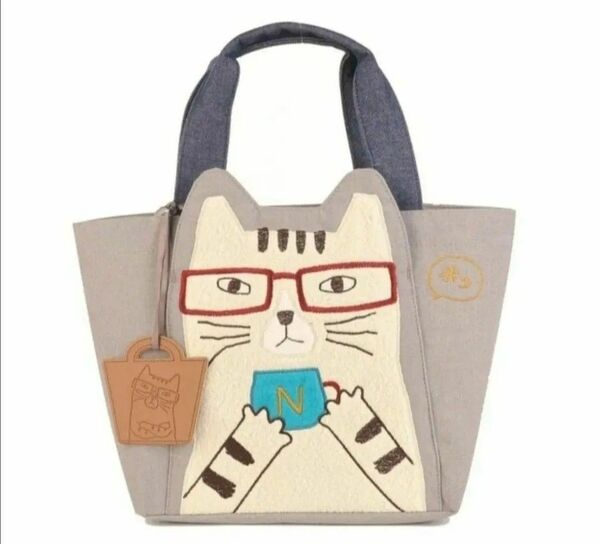 ネコ ねこ 猫 トートバッグ クスグルジャパン ハミポケ ねこまるけ ネコザワ 猫柄 グレー