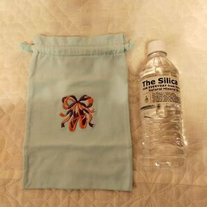 水色リボン刺繍バレエシューズ入れ
