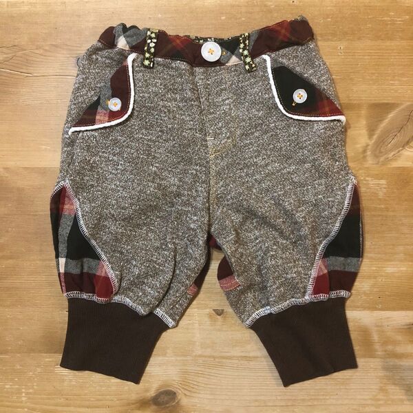 美品 未使用 ブーホームズ チェック パッチワーク パンツ 100