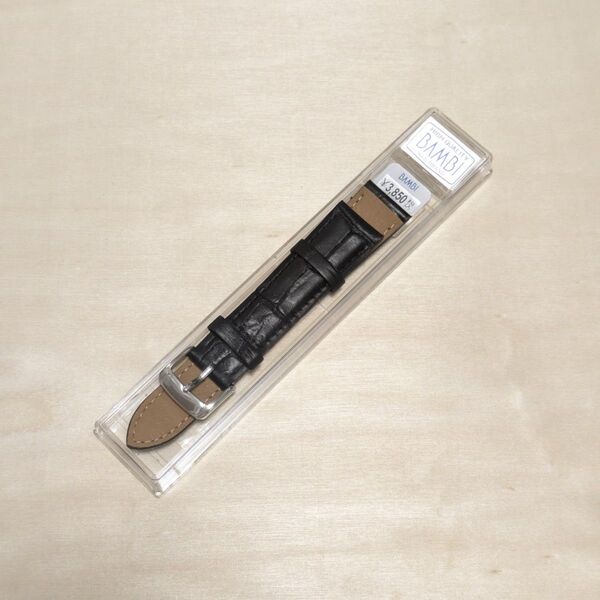 BAMBI レザーベルト 18mm-16mm BKA037AP 黒 バンビ 時計 ブラック