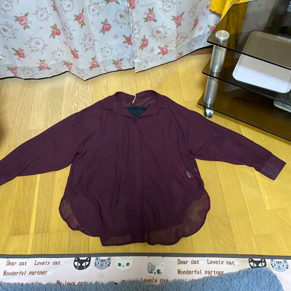 長袖シャツ パープル タンクトップ付き黒 サイズM 身長154〜162