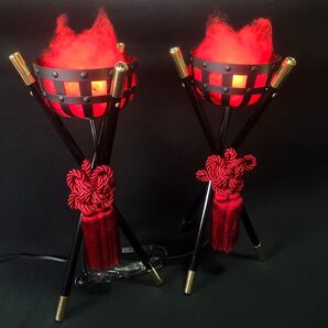 五月鎧兜飾り用 かがり火篝火 黒塗木/鉄製 13号 高さ約39cm 2個セット 電球が点灯します。 端午の節句 こどもの日 置物