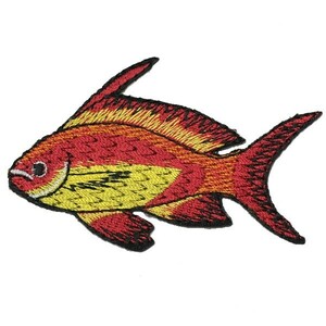 アイロンワッペン・パッチ 熱帯魚 テトラフィッシュ 赤・金 zq