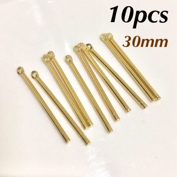10個 30mm スティックチャーム ゴールド