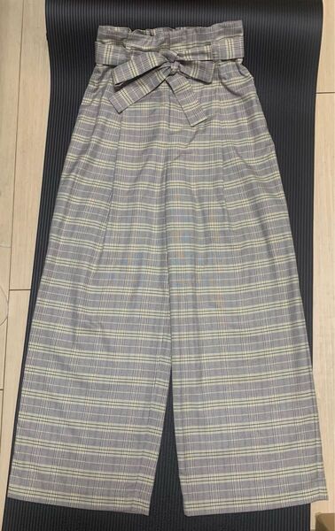 JOURNAL STANDARD relume リボン ベルト付き チェック ワイドパンツ M