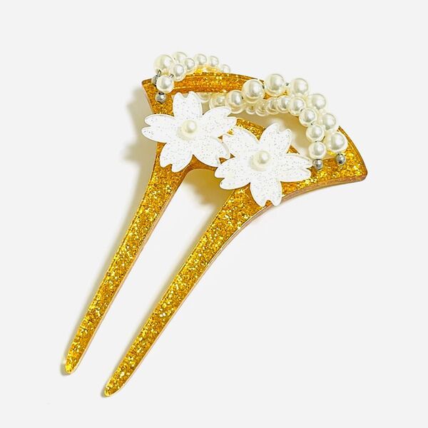 新品 かんざし バチ型 簪 パール 和装 髪飾り 小物 着物 振袖 留袖 ゴールド ヘアアクセサリー 浴衣 七五三 ウェディング