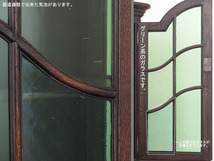 扉のグリーンのガラスが美しいネコ(猫)脚ブックビューロー/デスク/木製机/本棚/飾り棚/店舗什器/ディスプレイ/インテリア/フランス/A-1837_画像5