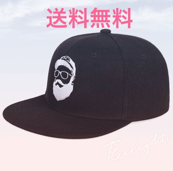 キャップ 帽子 ストリート ひげおじさん ビッグロゴ ブラック 黒 未使用品