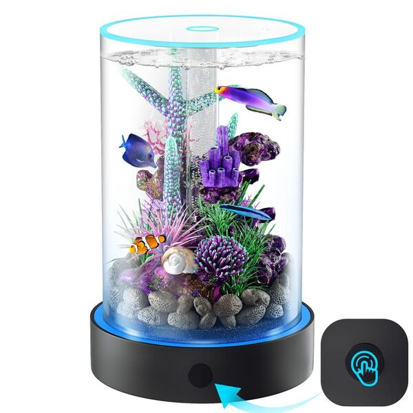 水槽 金魚 アクアリウム 小型 20CMワイト金魚鉢 エアポンプ一体型ベタ繁殖用