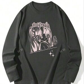 ロンT Tシャツ 長袖 ロングTシャツ 黒 長袖Tシャツ