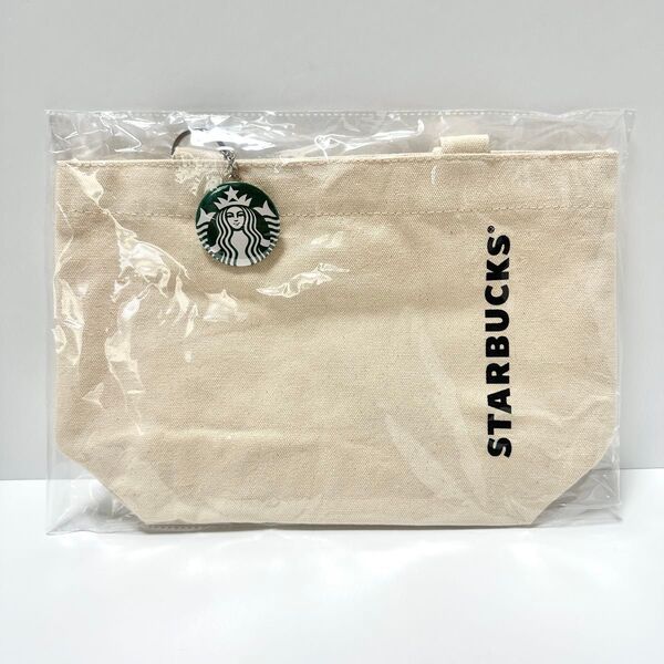 新品未開封 スターバックス 限定品 ロゴ缶キーホルダー付きミニトートバッグ STARBUCKS スタバ
