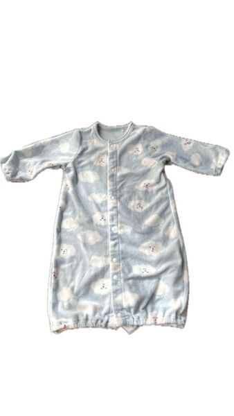ベビー服 ロンパース パジャマ 雲柄 水色 50〜60サイズ相当