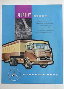 稀少！1958年メルセデス・ベンツ広告/Mercedes-Benz/トラック/ドイツ車/運搬車両/旧車/X