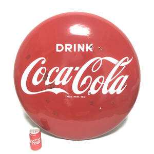 [ табличка ] Coca Cola Coca-Cola табличка металлический диаметр 81cm Showa Retro Vintage дисплей магазин FK