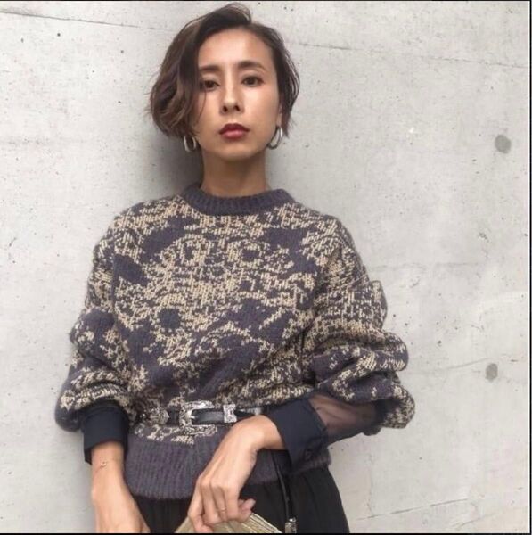 【Ameri vintage】アメリヴィンテージ DAMASK JACQUARD KNIT ダマスク ジャガード ニット セーター
