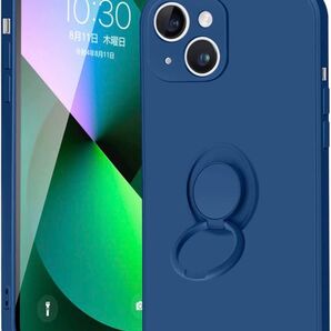 IPhone14Plus 用ケース 6.7インチ リング付き ブルー