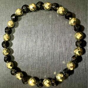 ゴールド ヘマタイト オニキス 磁気 ブレスレット 6mm 天然石 スポーツ