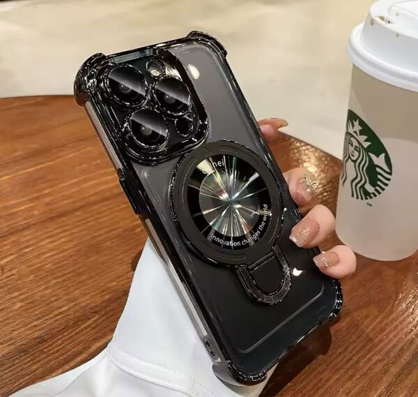 iPhone16 Pro MagSafe対応 カバー クリアケース 耐衝撃 レンズ保護 iPhone用ケース ブラック
