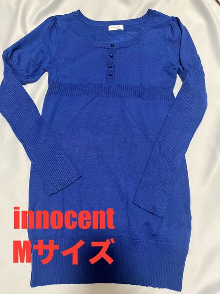 I innocent イノセント ニット ワンピース ミニワンピース Mサイズ チュニック クルーネック セーター ニット 長袖